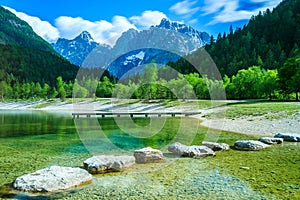 Jasna Lake and Julian Alps Nature in Kranjska Gora Slovenia photo