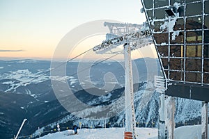 Jasná, Slovensko - 3. februára 2022: horná stanica lyžiarskeho strediska