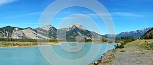 Jasper lake and rocky mountains