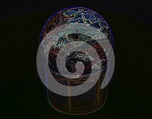 spheric jaspe ball in filter with exagonal platform photo
