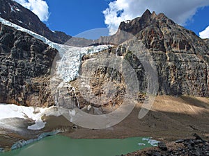 Jasper National Park with Angel Glacier and Cavell Pond in the Canadian Rocky Mountains, Alberta