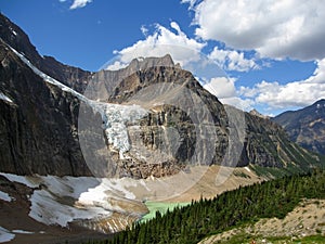 Jasper National Park, Canadian Rocky Mountains with Angel and Cavell Glacier at Mount Edith Cavell, Alberta, Canada