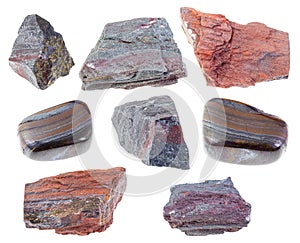 Jaspillite ferruginous quartzite stones cutout