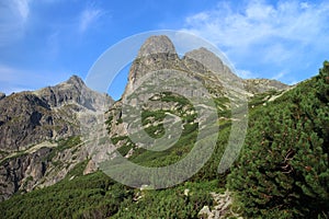 Jastrabia veza peak in Zelene pleso valley in High Tatras