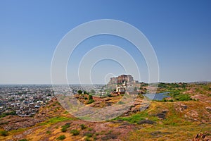 Jaswant Thada Mausoleum and Majestic Mehrangarh Fort located in Jodhpur, Rajasthan,India.