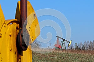 Jaszczew, Poland - april 8, 2018: Oil pump station. Tansport and distribution of oil. Technology of oil transportation system. Tra