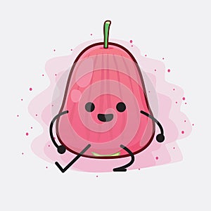 Java Apple Fruit Cute Character Illustration with simple face, hands and legs on isolated background