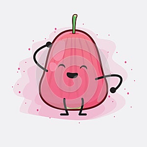 Java Apple Fruit Cute Character Illustration with simple face, hands and legs on isolated background