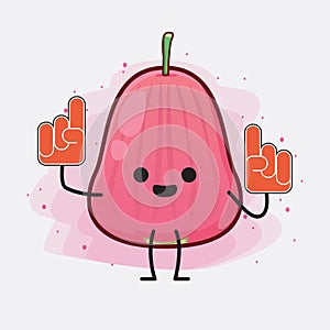 Java Apple Fruit Cute Character Illustration with simple face, hands and legs on isolated background