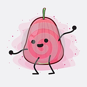 Java Apple Fruit Cute Character Illustration with simple face, hands and legs on isolated background