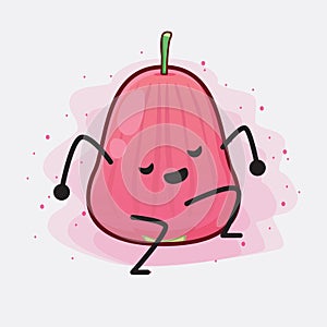 Java Apple Fruit Cute Character Illustration with simple face, hands and legs on isolated background