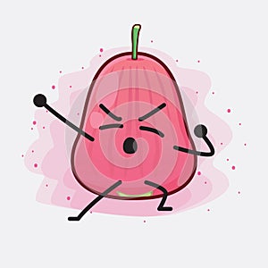 Java Apple Fruit Cute Character Illustration with simple face, hands and legs on isolated background