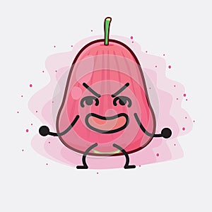 Java Apple Fruit Cute Character Illustration with simple face, hands and legs on isolated background