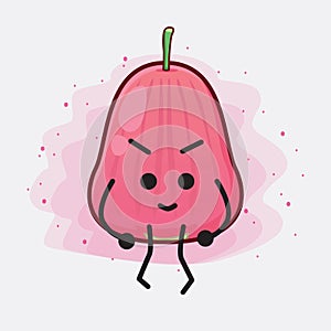 Java Apple Fruit Cute Character Illustration with simple face, hands and legs on isolated background