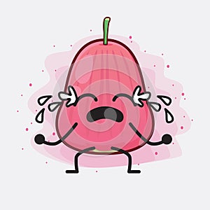 Java Apple Fruit Cute Character Illustration with simple face, hands and legs on isolated background