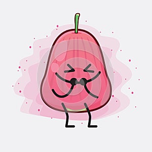 Java Apple Fruit Cute Character Illustration with simple face, hands and legs on isolated background