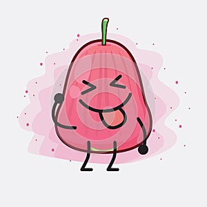 Java Apple Fruit Cute Character Illustration with simple face, hands and legs on isolated background