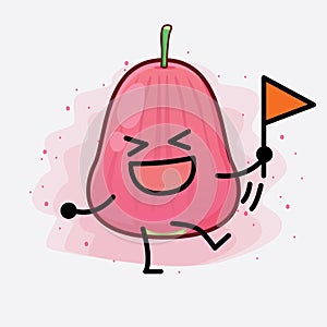 Java Apple Fruit Cute Character Illustration with simple face, hands and legs on isolated background