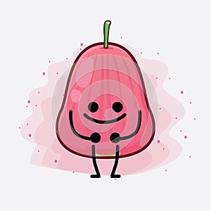 Java Apple Fruit Cute Character Illustration with simple face, hands and legs on isolated background