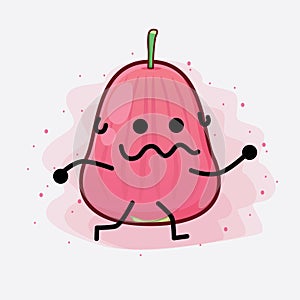 Java Apple Fruit Cute Character Illustration with simple face, hands and legs on isolated background