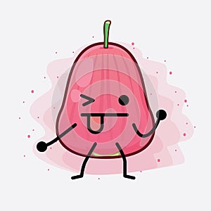 Java Apple Fruit Cute Character Illustration with simple face, hands and legs on isolated background