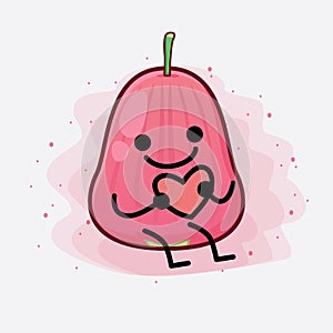 Java Apple Fruit Cute Character Illustration with simple face, hands and legs on isolated background