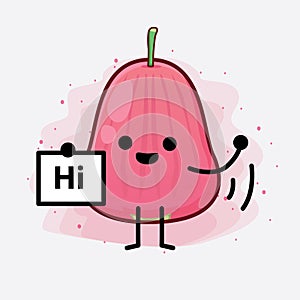 Java Apple Fruit Cute Character Illustration with simple face, hands and legs on isolated background