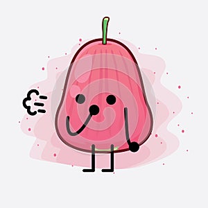 Java Apple Fruit Cute Character Illustration with simple face, hands and legs on isolated background