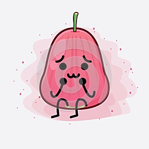 Java Apple Fruit Cute Character Illustration with simple face, hands and legs on isolated background