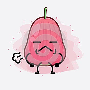 Java Apple Fruit Cute Character Illustration with simple face, hands and legs on isolated background