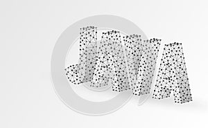 JAVA coding language text. Device, programming, developing concept. Abstract, digital, wireframe, low poly mesh, vector