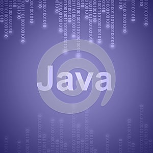Java Language inscription on blue binary background
