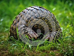 Ai Generated illustration Wildlife Concept of Java Pangolin manis javanica