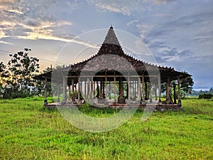Java Pendopo Limasan or Limas Pavilion. Traditional Javanese House