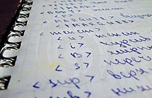 Java program in notepad and black pen. creation of computer programs. the work of the programmer and sisadmida