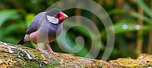 Java rice sparrow, popular tropical bird from the java island of Indonesia, popular aviary pet in aviculture, Endangered bird