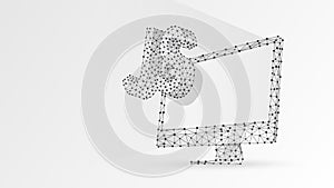 Java Script coding language sign on white computer monitor. Device, programming, developing concept. Abstract, digital