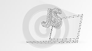 Java Script coding language sign on white notebook screen. Device, programming, developing concept. Abstract, digital