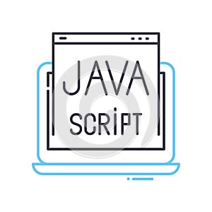 java script line icon, outline symbol, vector illustration, concept sign
