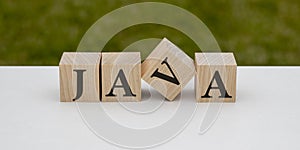 Java - word written on wooden blocks