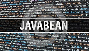 JavaBean concept with Random Parts of Program Code. JavaBean with Programming code abstract technology background of software