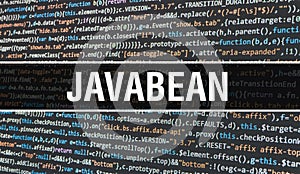 JavaBean concept with Random Parts of Program Code. JavaBean with Programming code abstract technology background of software