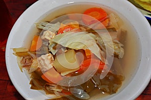 Javanese specialties, with rice contentsand Sayur asem