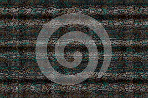 JavaScript code in text editor. Coding cyberspace concept. Screen of web developing code