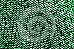 Javascript functions, variables, objects. Monitor closeup of function source code. IT specialist workplace