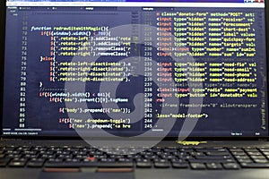 Javascript and HTML front-end code. Computer programming source code.