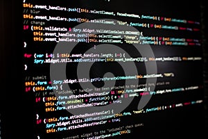 javascript lines of code into a library for website application. Script language in a software developed for internet and webistes