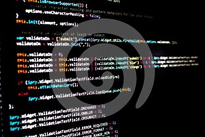 javascript lines of code into a library for website application. Script language in a software developed for internet and webistes