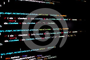 javascript lines of code into a library for website application. Script language in a software developed for internet and webistes