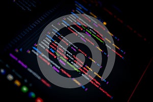 JavaScript Programming language code in text editor.